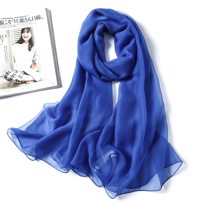 Весна Лето Женский шёлковый шарф, модный Одноцветный длинный размер пляжные палантины женский фуляр шали шеи обертывание хиджабы шарфы