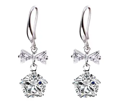 Серьги-подвески из латуни с чешским бантом | Украшения и аксессуары