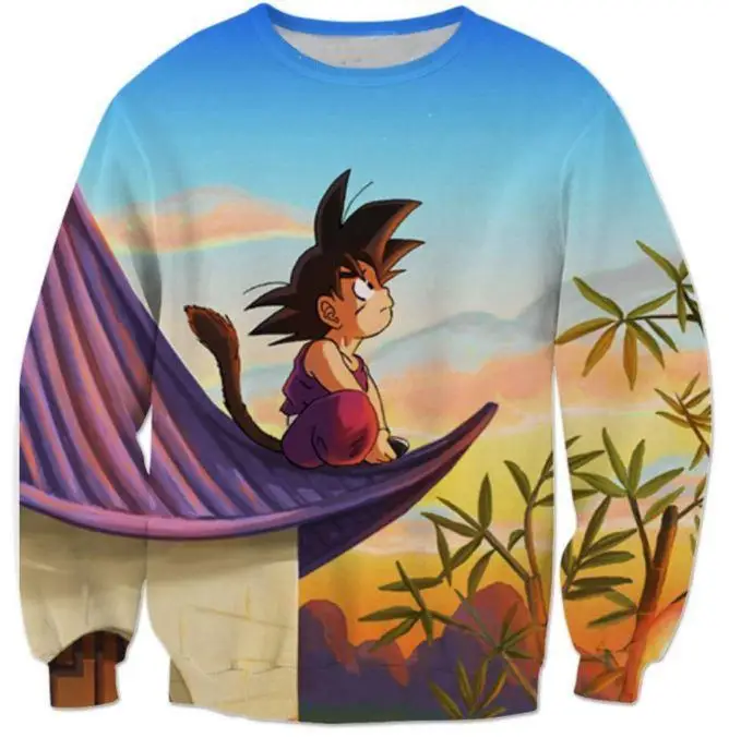 Cloudstyle Kid Goku Men Sweatshirts 3D Pullovers Lonely Anime Character Men's Long Sleeve Polyester Pollovers | Мужская одежда