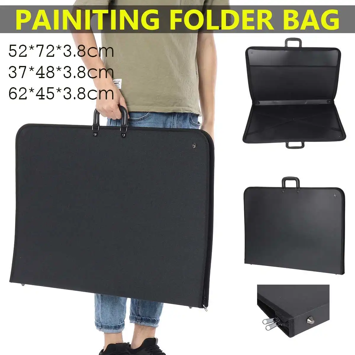 Porfolio de artista de 3 tamaños, bolsa de carpeta para dibujo de pintura, bolsa de almacenamiento, bolsa de plástico para documentos, funda de transporte boceto de arte, conjunto de suministros para archivo