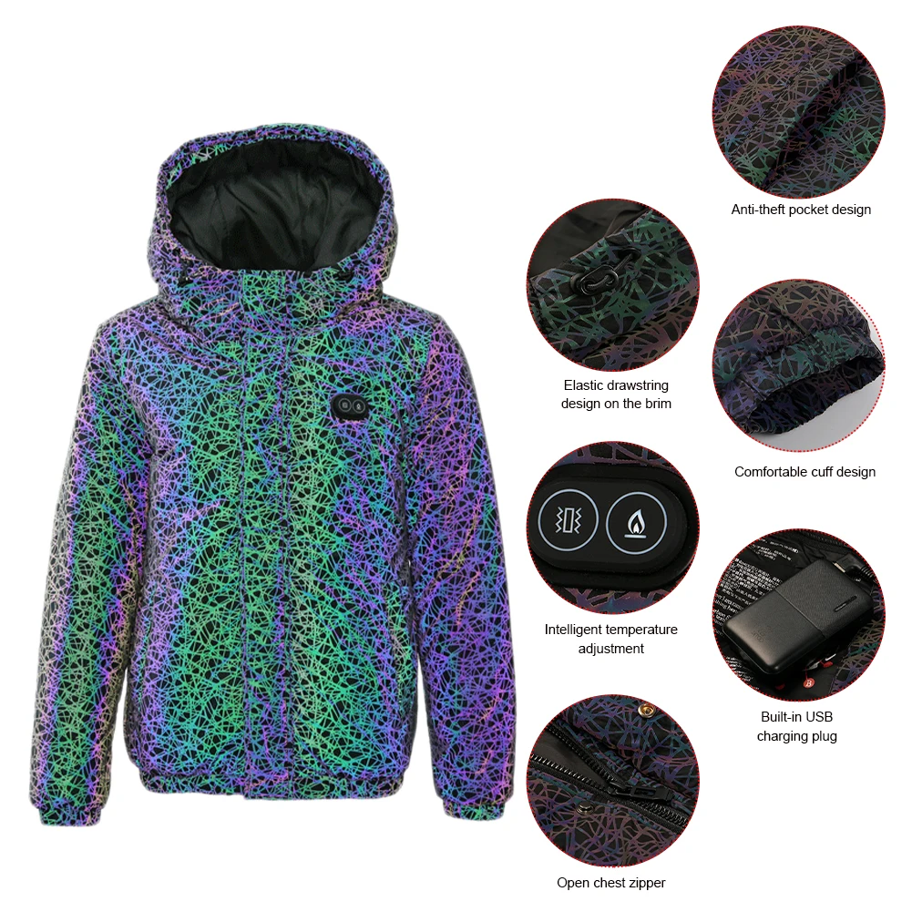 2021 New Winter Colorful glow Heating Massage Jackets for Men Thermal