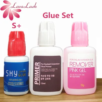 

1set Sky Glue Eyelash Extensions Kit S plus Glue Primer Pink Gel Remover for Individual Eyelash Extensions Fake lash Makeup Tool