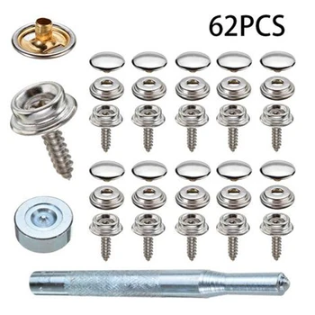 

62Pcs Stainless Steel Canvas Snap Fastener Cap Screw Stud For Marine Application High Quality Silver Marine Hardware