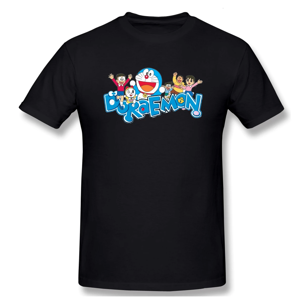 Men T-Shirts Summer Men's Basic Short Sleeve T-Shirt Casual Cotton Doraemon Family printing t shirt men tee shirt 4XL 5XL