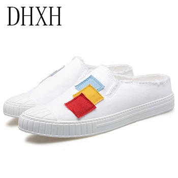 

DHXH Half drag canvas shoes summer men's casual lazy lazy slippers comfortable Japanese men's shoes 39-44 yards