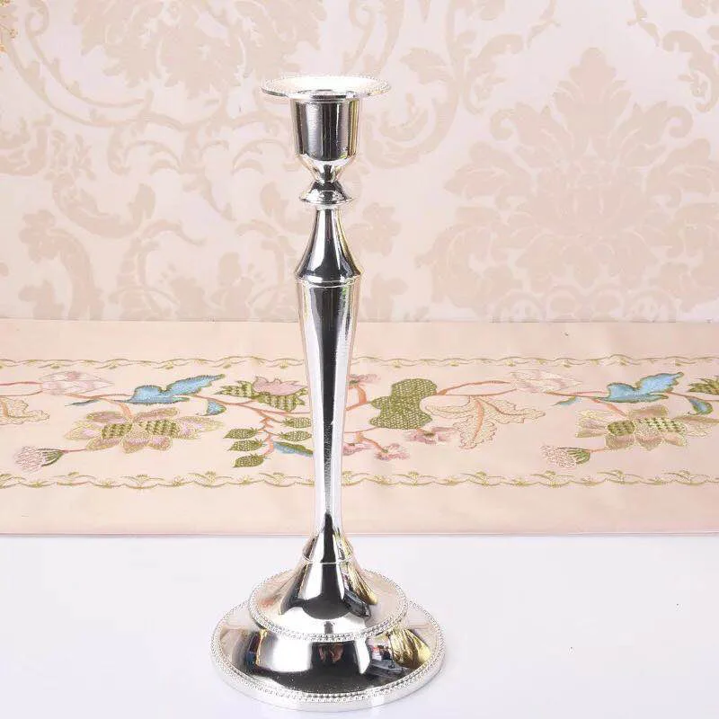 Silver Candlestick 1 шт. антикварные ретро золотые подсвечники высокие бронзовые серебряные рождественские канделябры Свадебные украшения европейские металлические подсвечники - Цвет: Silver Candlestick