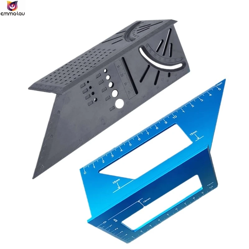 

45/90 Degree Measurement Carpenter Ruler Aluminum Plastic Woodworking Scriber Mark Line Gauge T-type Measuring Tool