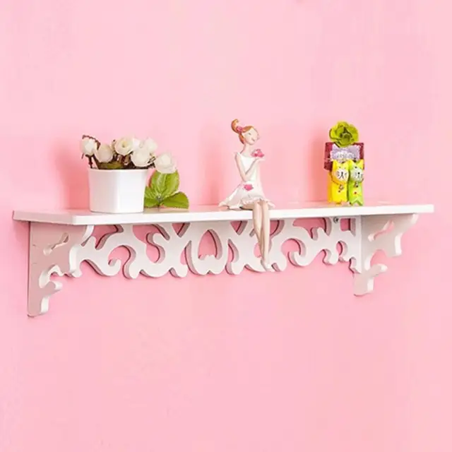 1 Pc Üreges Faragott Fa Polcfal Függő Állvány Polc Fehér Otthoni Szervező Dekoratív Polcok Tároló Tartó Dekoráció - Image 4