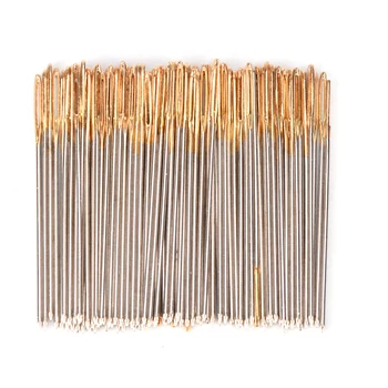 

100 PCS Golden Tail Embroidery Fabric Cross Stitch Needles Size 24 For 11CT Stitch Cloth Sewing