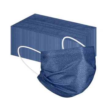 

50pcs Adult Mask Disposable Denim Print 3 Layer Ply Filter Mask Mouth Face Mask Filter Safe Cycling Breathable Protective Masks