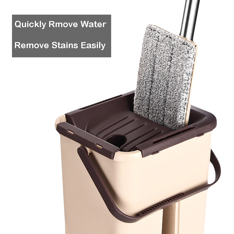 Фото New Floor Mop With Drainer Washing Bucket Household Easy Cleaning Tools For Home Use Product Accessories Microfiber Cloth Tile №2