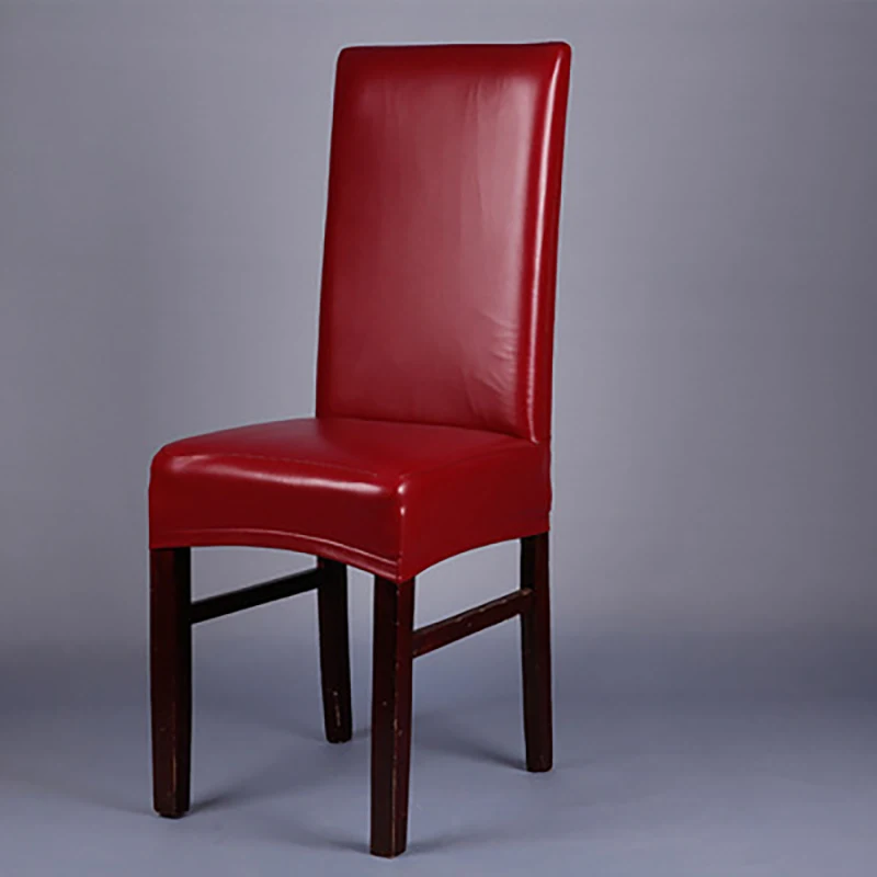 Высокое качество водонепроницаемый стул для столовой из полиуретановой кожи чехол кожаный чехол для кресла спандекс эластичный стрейч хауссе де шезлонги Чехлы для обеденных стульев - Цвет: Wine Red