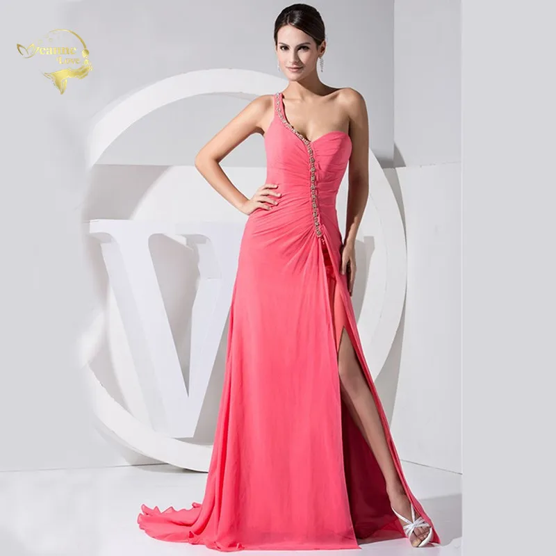 Vestidos 2019 Новое поступление Бесплатная доставка дешевая цена сексуальные одно плечо открытые ноги белые фиолетовые шифоновые длинные