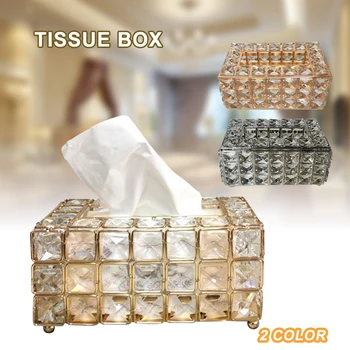 

Luxury Mirror Diamond Tissue Box Holder Cover Crushed Diamond Diamante Crystal Tissue Box Storage Home Decor 3