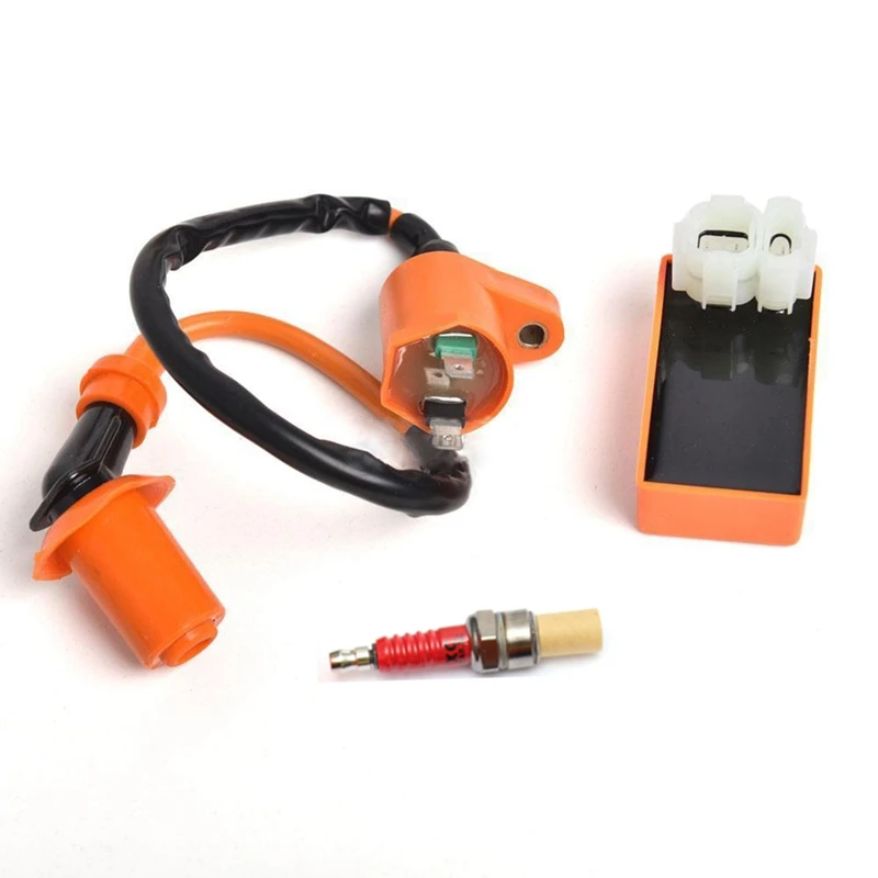 Катушка зажигания + гоночный CDI коробка Свеча для GY6 50 125 150cc Мопед Скутер ATV |