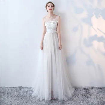 

White Evening Dress Female 2019 New Style Spring Noble Elegant Long Party Host Slim Lace