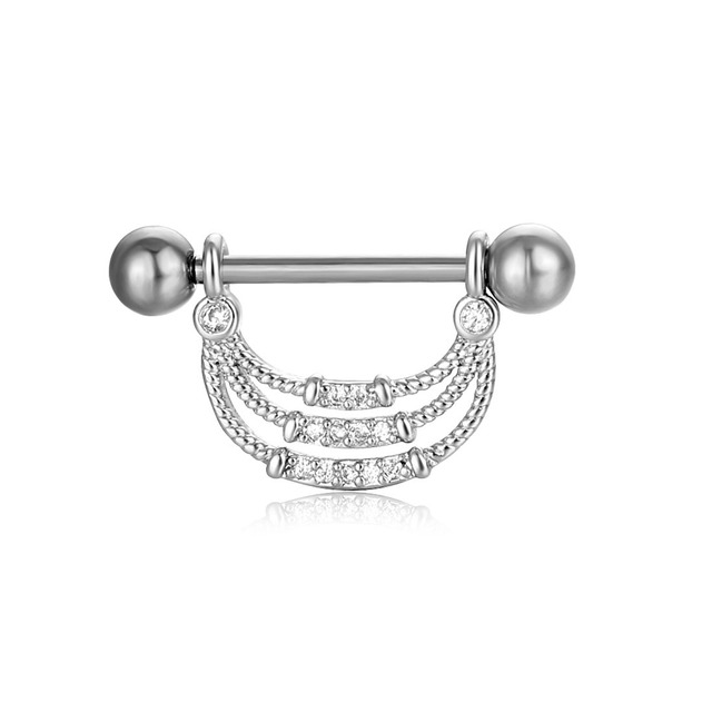 14G Nipple Piercing Ring Jewelry Flower Nipple Crystal Ring Star Rosegold Piercing Ring Monn Pircing Horns Zircon Nipple