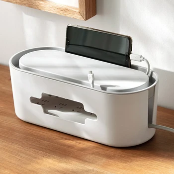 

Household Cable Storage Box Power Socket Box Hollow Wire Safe Finishing Storage Box Display Container Family Garden