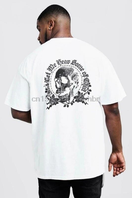 Boohoo Mens Big &amp Tall Skull And Rose Back Print T-Shirt | Мужская одежда