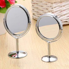 Espejo de maquillaje transparente de doble cara duradero a la moda, lupa de pie Normal, espejo cosmético de Metal de forma redonda HD para regalos