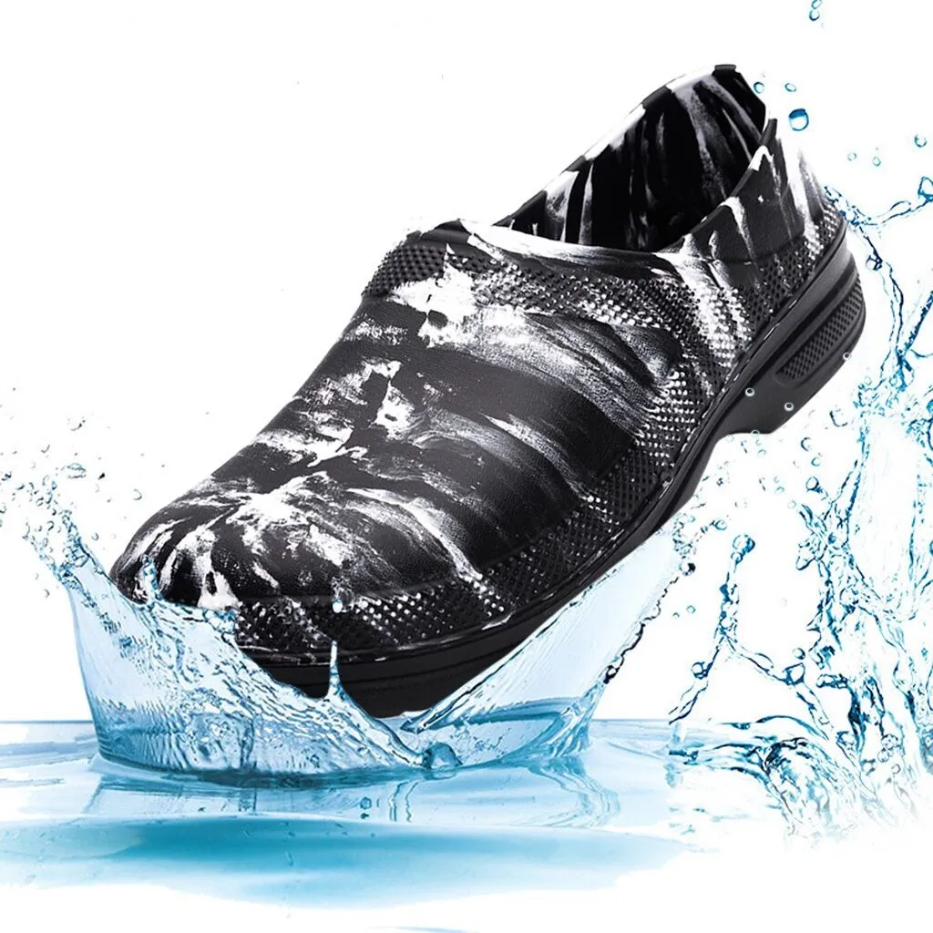 Men's Shoes Male Camouflage Waterproof Oil Proof Round Toe Slip-On Flat Chef Work Casual Big Size 47 48 49 | Обувь