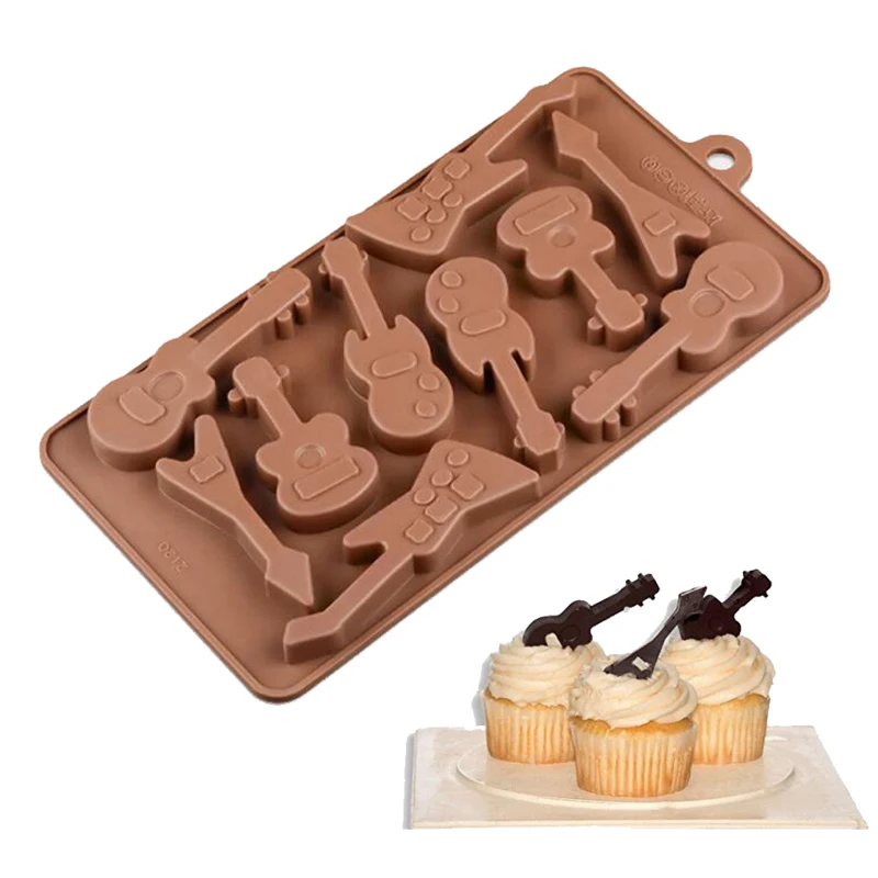 

1PCS Silicone Bass Guitar Shape Mold For Ice Cube Tray Jelly Chocolate Maker Cake Cupcake Decorating Mould Party Tool