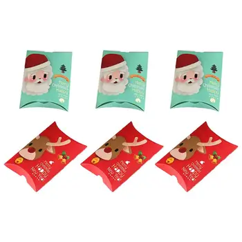 

15pcs Christmas Biscuits Box Pillow Shape Cookies Chocolate Cases Xmas Elements Presents Boxes For Home Party Festival