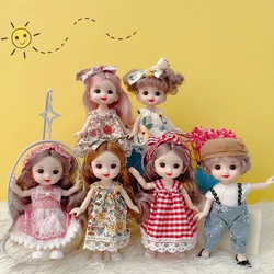 BJD – Mini poupée articulée, 16 cm, 13 pcs, 3D, bébé, grands yeux, beau jouet DIY avec vêtements, poupée habillée, à la mode, nouveauté, 1/12 