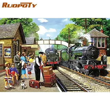 Train Falcon de Luxe Full Steam Ahead Trains Paint By Numbers Kit Painting