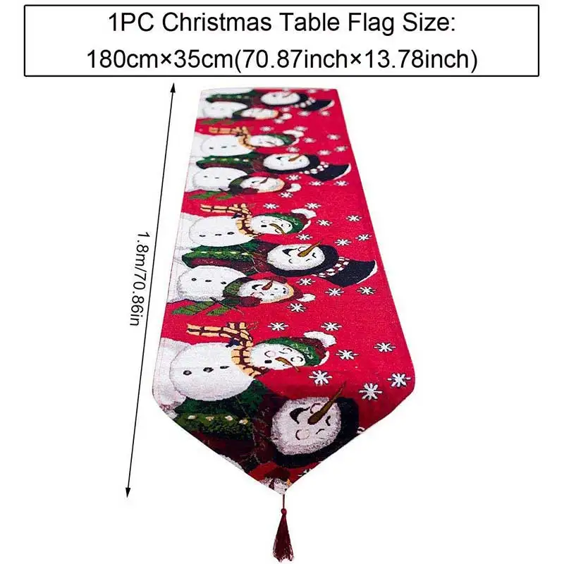 Christmas Table Runners Cotton Linen Table Cloth With Tassels Xmas New Year Table Decoration Dinner Party Supplies 180*35cm