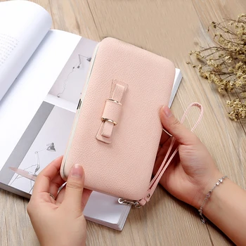 

2020 New Purse Phone Card Holder Bag Wallet Ladies Cute Bowknot Women Long Wallet Portable Clutch Bag