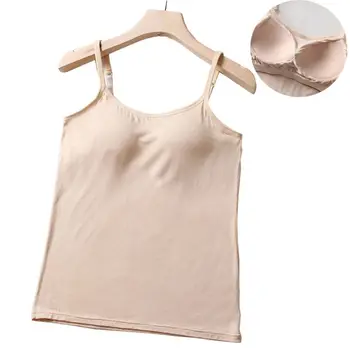 

Women Modal Cami with Built-in Shelf Bra Support Adjustable Spaghetti Strap Tank 83XF
