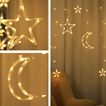 

3.5M Moon Star Light LED String Light Christmas party plug EU decoration curtain lamp US plug/110V 220V N5A6