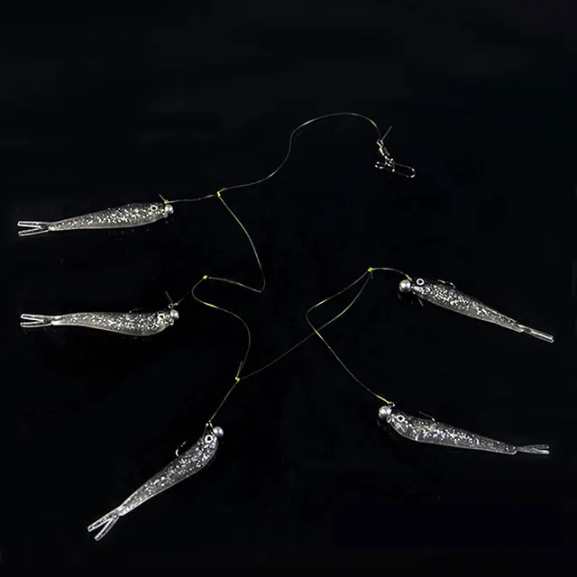 AS Cluster Soft Lure Fishing Bait Pesca Jig Head T Tail Wobbler Metal Fish Sea Bass Leurre Tackle Swim Cast Bait grey color