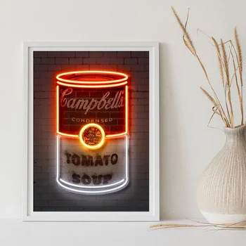 

Campbells soup can wall art pop art neon print tomato soup CANVAS No FRAME