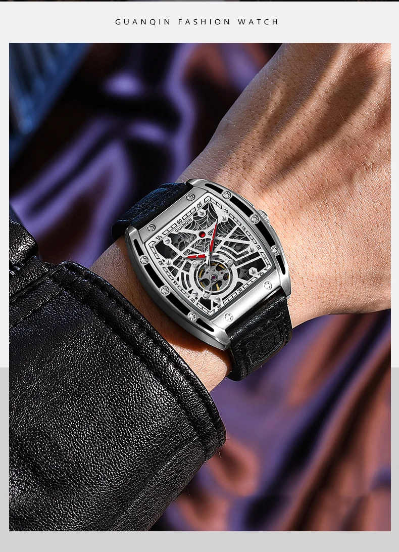 2022 GUANQIN Luxury Fashion Sapphire Mechanical Automatic Watch Men's Watch Stainless Steel Hollow Tourbillon Men's Accessories