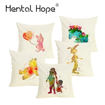 

Multicolor Dog Pattern Home Decorative Cushion Cover Cartoon Bear Throw Pillow Cover Linen Cotton Square Pillowcase Sofa Pillow