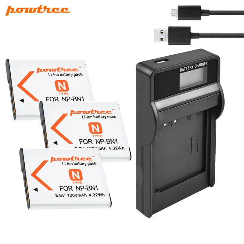 Powtree NP-BN1 NP BN1 NPBN1 батарея+ USB lcd зарядное устройство для SONY DSC WX220 WX150 DSC-W380 W390 DSC-W320 W630 батарея для камеры