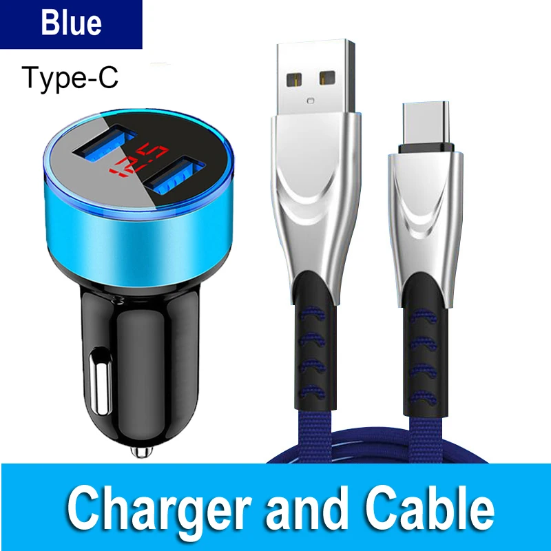 3.1A Dual USB Car Charger For Huawei P40 P30 P20 Mate 10 20 Pro Lite Honor 9X 10X Lite Fast Charge Type-c USB Cable Cords iphone fast car charger Car Chargers