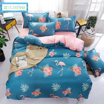 

BEST.WENSD edredon flamingo - bedding set Cartoon animals duvet cover bed set comforter set Home textile Panda /dog bedspread