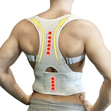 Позвоночника Поддержка ремень для Для мужчин Новинки для женщин Магнитный Корректор осанки неопрен назад корсет Брейс выпрямитель плеча назад пояс черный