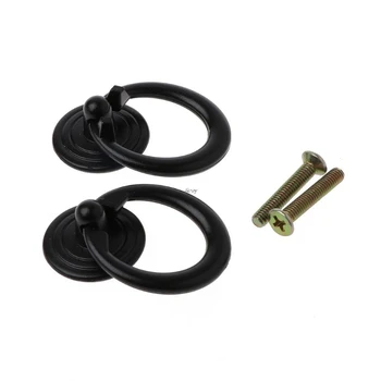 

2Pcs Vintage Furniture Handle Black Kitchen Cabinets Pull Handle Knobs Drawer Wardrobe Cupboard Metal Door Ring