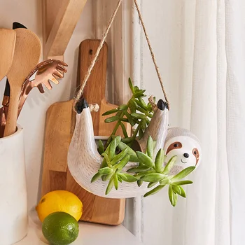 

Hanging Sloth Shaped Planter Garden Ceramic Flower Pot Succulent Plant Container Home HKS99