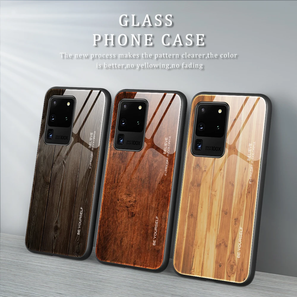 Wood Grain Tempered Glass Case for Samsung galaxy A51 A71 Note 10 lite S10 Lite S20 Ultra Plus S10E Back Phone Cover | Мобильные