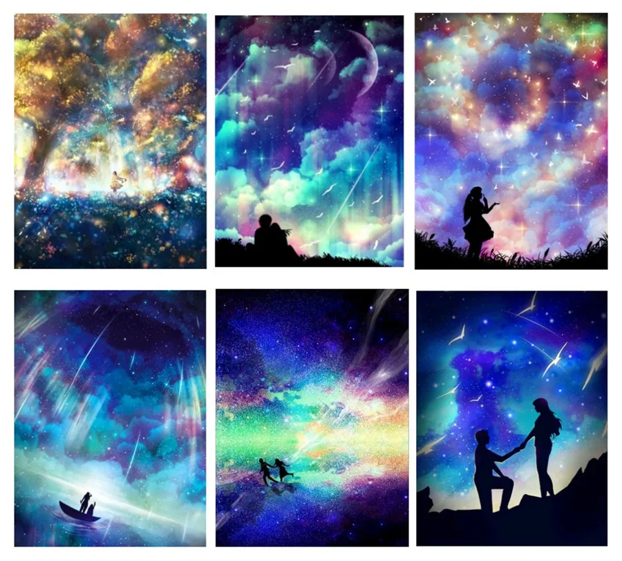

Diamond Painting Scenery Starry sky DIY Diamond Embroidery Landscape Picture Round drill Home Decoration