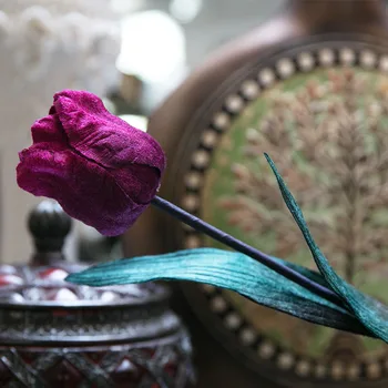 

High-grade Silk Tulips Artificial Flowers Single Head Tulip Real Touch Velvet Fake Flower for Wedding Decoration Home Vase Decor