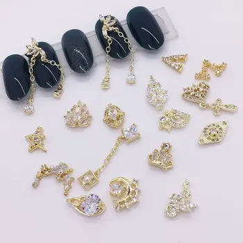 

alloy Zircon Nail art decoration luxury zircon rhinestone tassel / heart / wing nail jewelry high end long nails