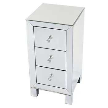 

Modern and Contemporary Mirrored 3-Drawers Nightstand Bedside Table