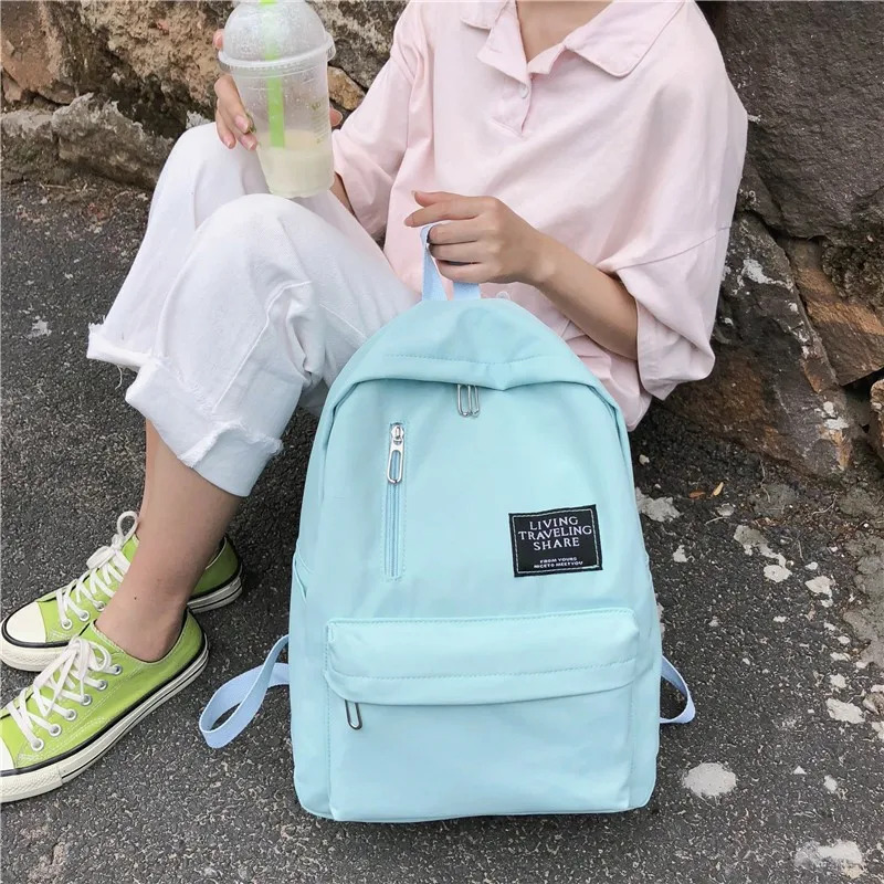 

2019 new JIULIN solid color Japanese student zipper bag backpack