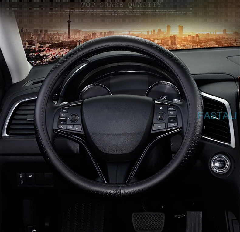Для Honda FIT JAZZ- кожаный чехол на руль четыре сезона универсальный кожаный чехол на руль Нескользящие автомобильные запчасти